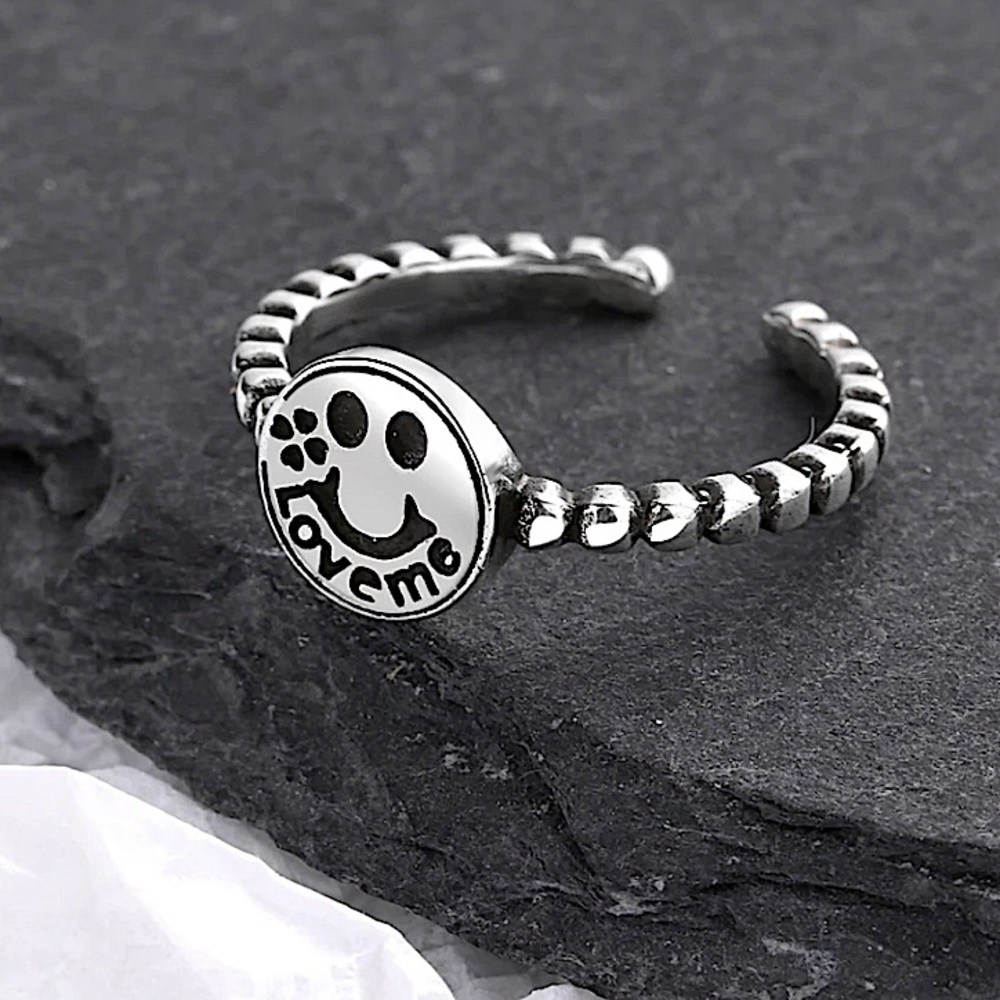 STERLING SILVER HAPPY FACE RING